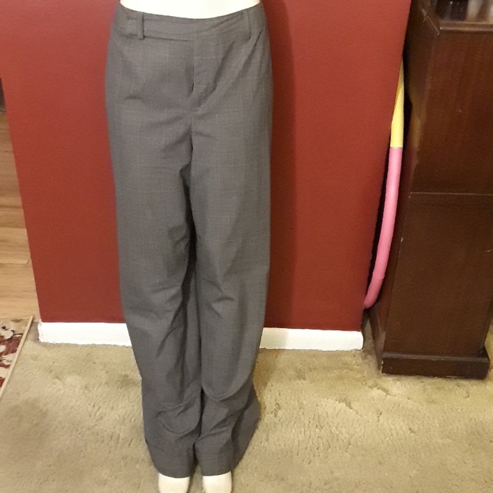 Nine west extra wide-leg plaid pant w purple strip